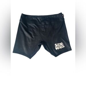 Star Wars Women Black Faux Leather Biker Shorts Plus Size 1X Athletic Leggings